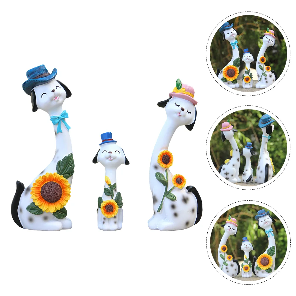 

3Pcs Decorative Resin Dog Statue Lovely Animal Design Sculpture Home Ornament