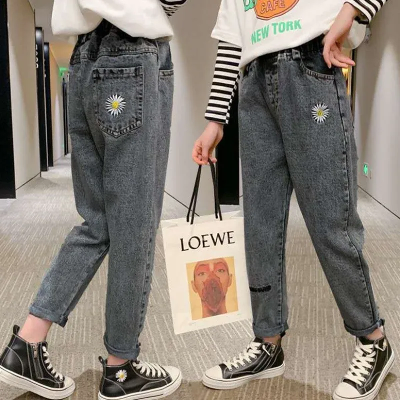 

Girls Long Pants Cotton Jean Trousers 2023 Newest Spring Summer Plus Size Teenagers Baby's Kids Children's Clothing