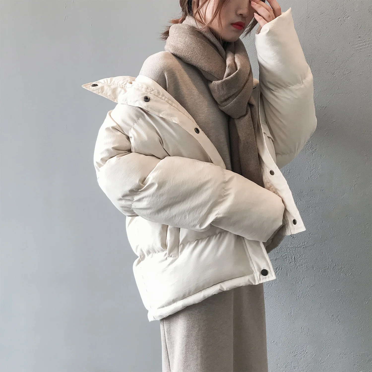 2022 Winter New Stand Collar Loose Cotton Padded Jacket Womens Warm Bread Jacket Cotton Padded Jacket