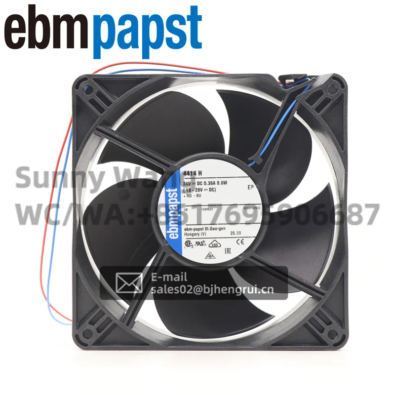 Фото ebmpapst 4414H 120x120x38 мм 12 см 12038 24 В постоянного тока 8,6 Вт 0,36 А 240 м3/ч 4300 об/мин шарикоподшипник шкаф осевой вентилятор охлаждения №1