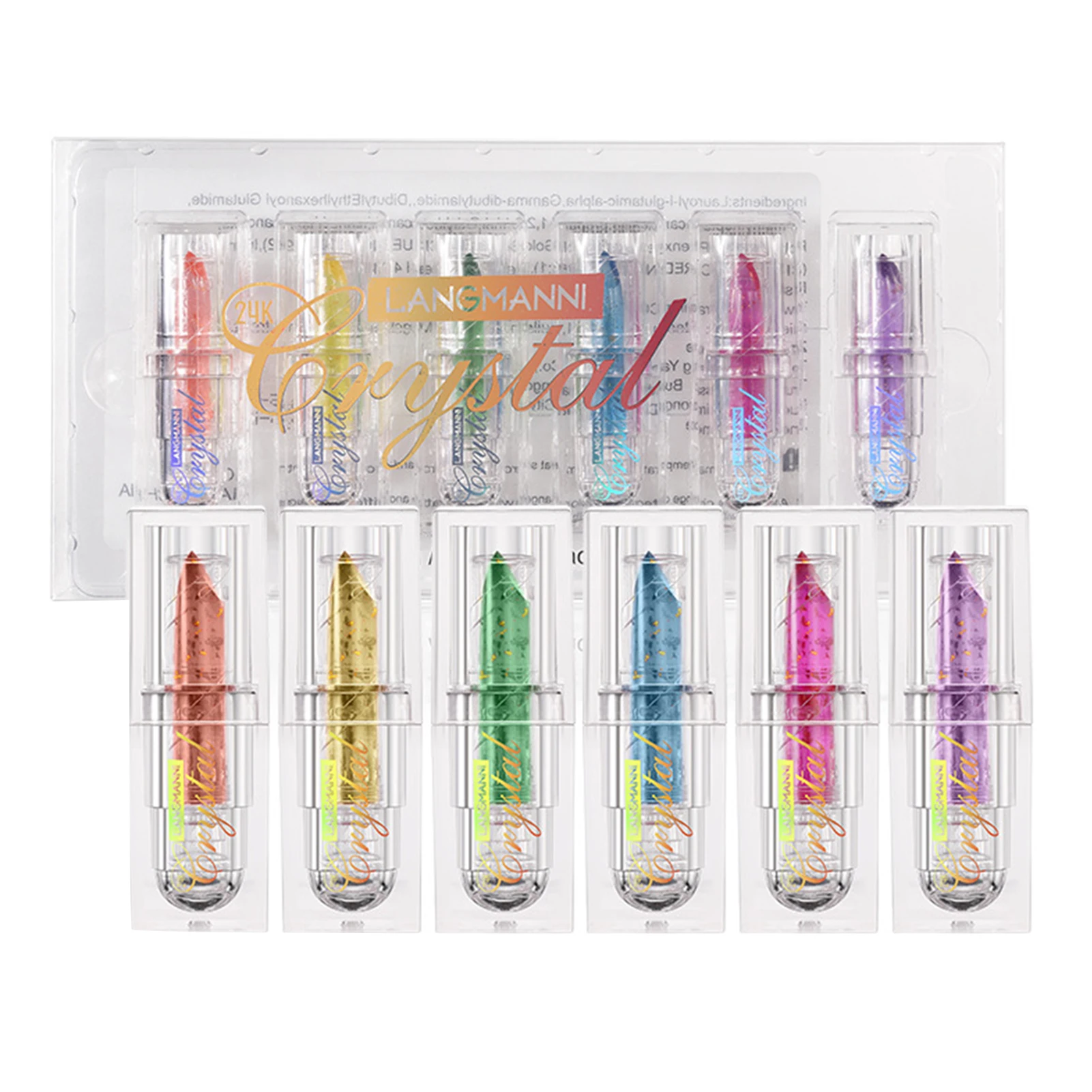 

6PCS Moisturizing Lipstick Lip Balm Lip Gloss Warm Feeling Color Changing Jelly Crystal Lipstick Long Lasting Lip Makeup