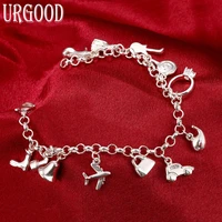 925 sterling silver shoes bag pendant bracelet for women party engagement wedding gift fashion jewelry