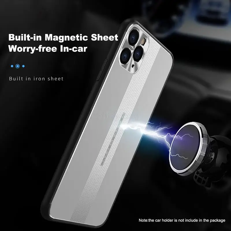 Luxury Drawing Metal Frame Phone Case For iPhone 11 12 13 Mini Pro Max XS XR X SE 2020 7 8 Plus Lens Protection Car Magnet Cover |
