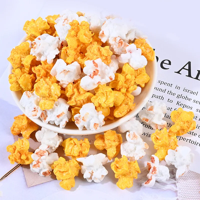 

100PCS Kawaii Hot Selling Artificial 3D Resin Popcorn Decorations Decoration Miniatures DIY Decoration Center Crafts Wholesale