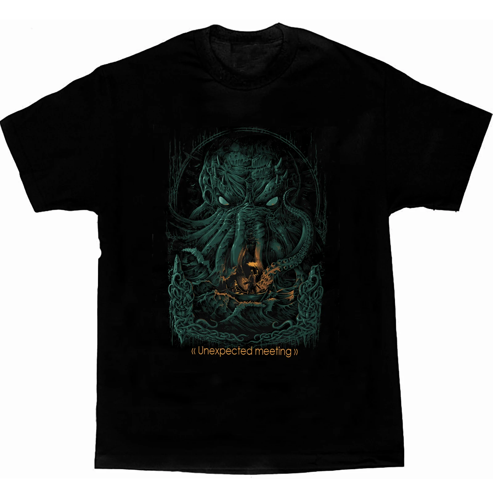 

"unexpected Meet" Norse Mythology Viking Meets The Cthulhu T-Shirt New 100% Cotton Short Sleeve Casual Mens T-shirt Streetwear