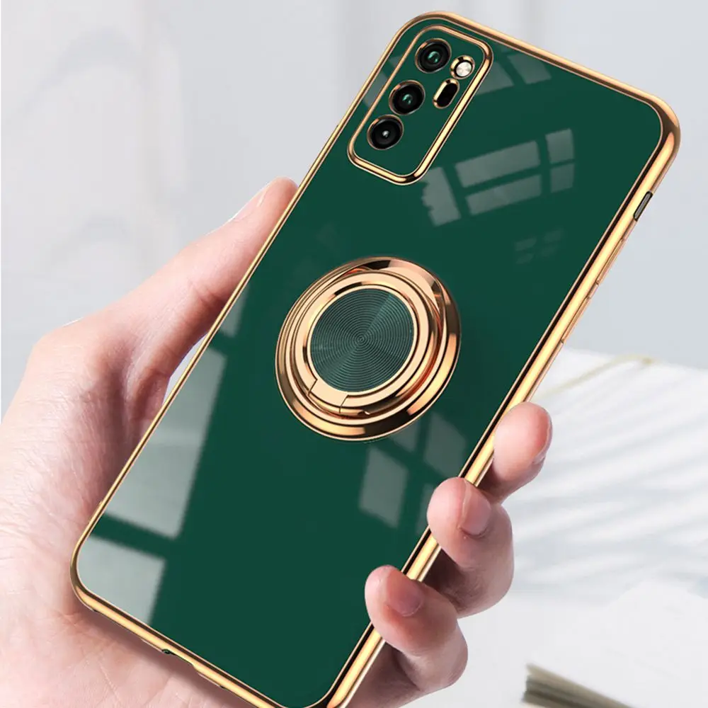 

Custodia morbida ad anello per Huawei Honor 30 20 Pro V30 Pro 30Pro 20Pro Honor30 Honor20 custodia anti-goccia bordo dorato cust