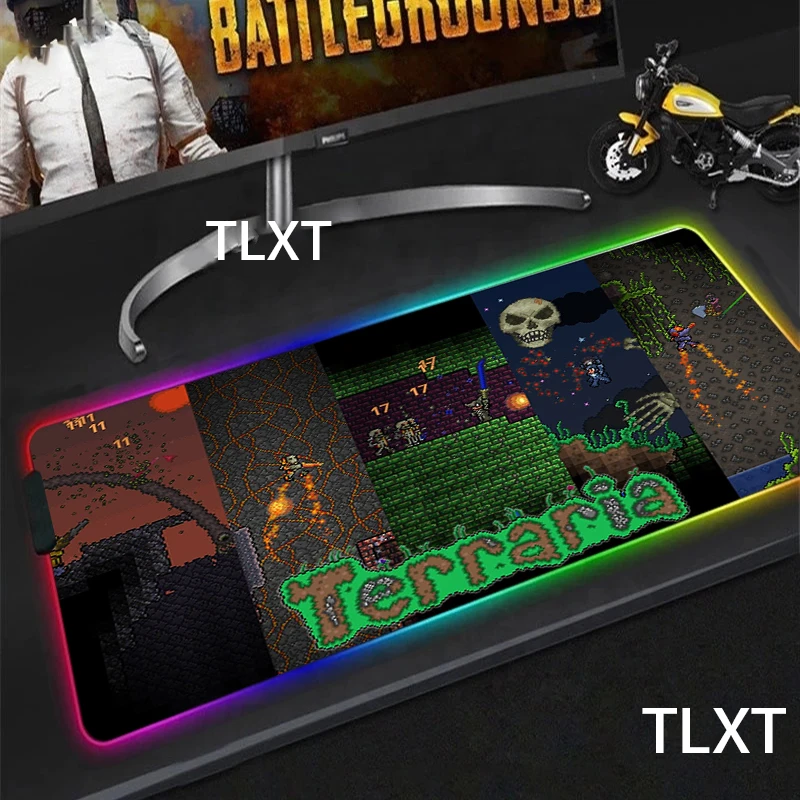 

RGB Terraria Large Mouse Pad 90x40 PC Gamer Computer Laptop LED Keyboard Mouse Mat XXL Luminous Large Mousepad Keyboard Desk Mat