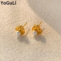 s925 needle sweet jewelry heart pearl earrings popular design mini golden plating love stud earrings for women party gifts