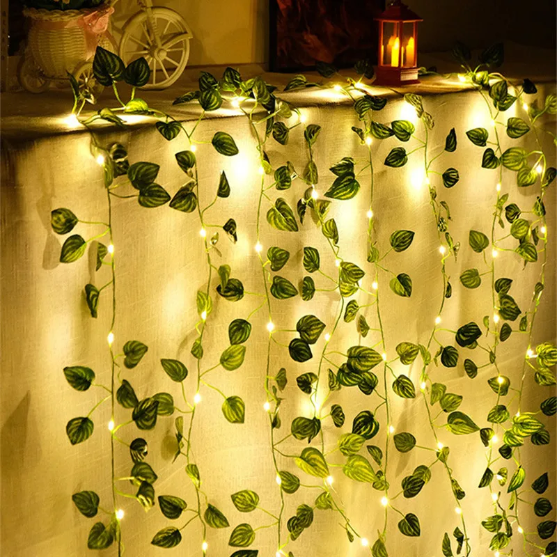 

Flower Leaf Led Lights Artificial Vine Fairy Lights Battery Powered Christmas Tree Garland Light for Weeding Home Decor Navidad