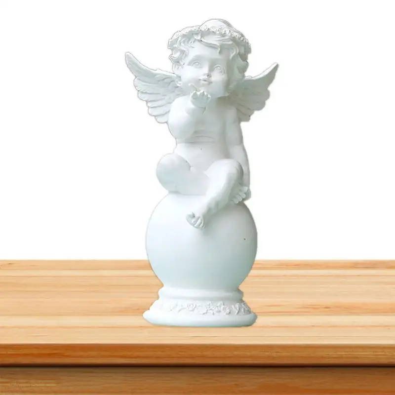

Pure White Angel Statue Pure White DIY Coloring Little Angel Sculpture Ornament Praying And Thinking Angel Resin Figurines For