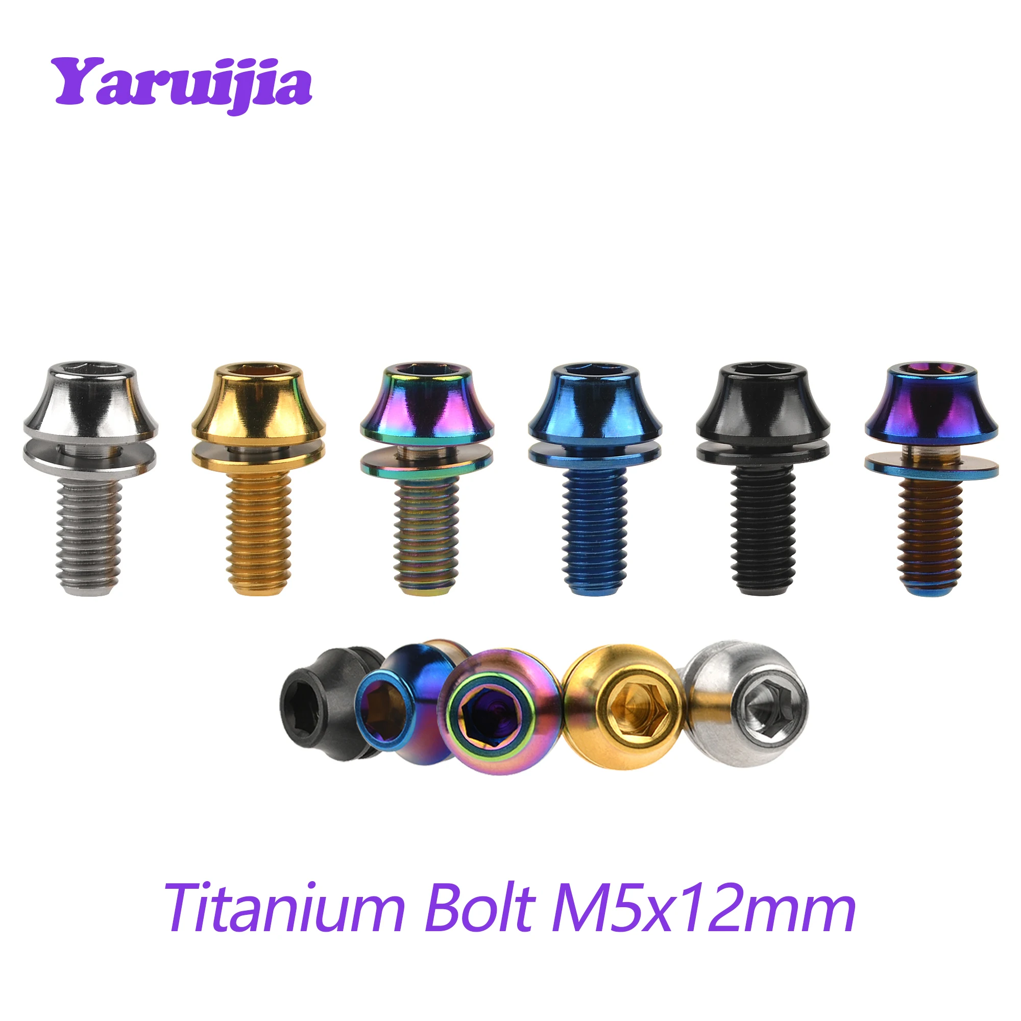 

Шестигранный ключ Yaruijia M5x12 мм, титановый винт с шайбой для велосипеда, держатель для бутылки с водой, с шестигранными болтами