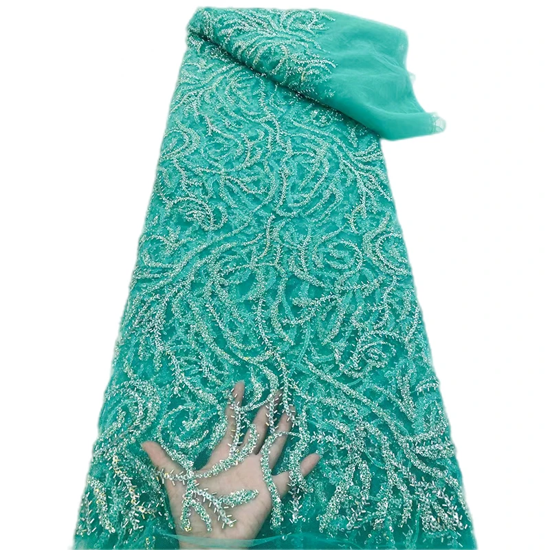 

Высококачественная ткань с блестками для свадебного вечернего платья 2021 вышитая Тюлевая Ткань Белый Свадебный Жемчуг Тюль для платья