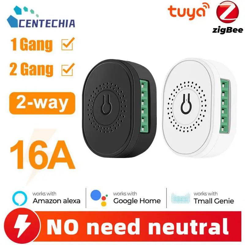 

Переключатель Zigbee 3,0 Smart Life без нейтрального провода, 16 А, двухсторонний переключатель управления, выключатель, работает с Alexa и Google Home Mini