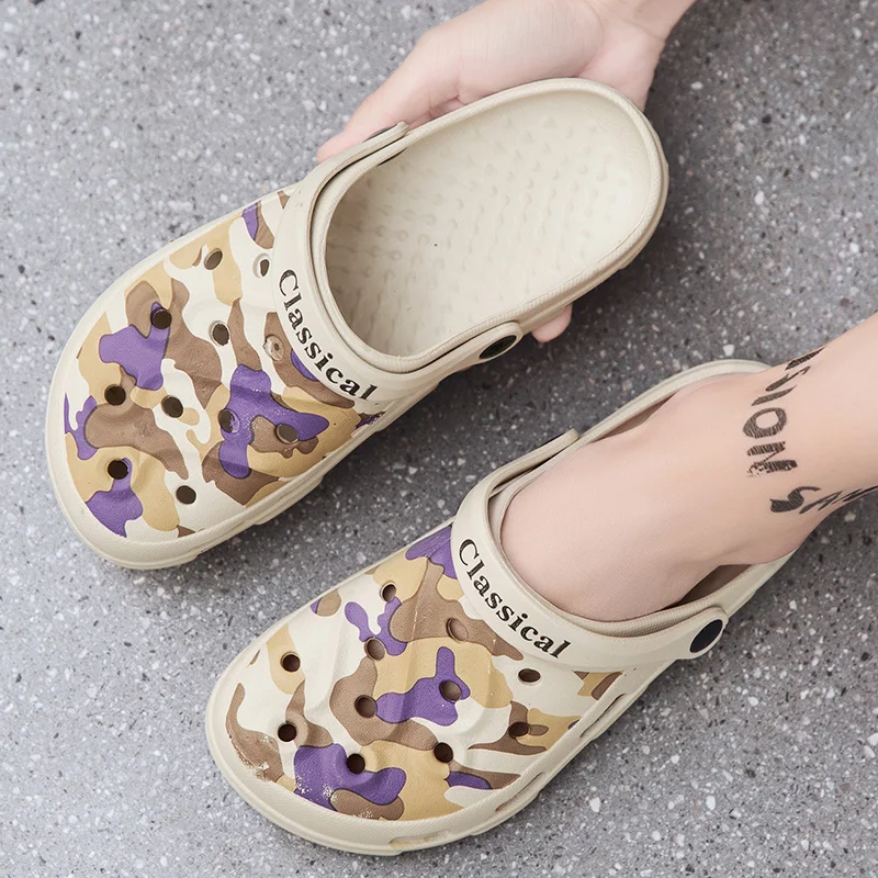 

Мужские сандалии с перфорацией, пляжные шлепанцы, обувь для улицы, клоги