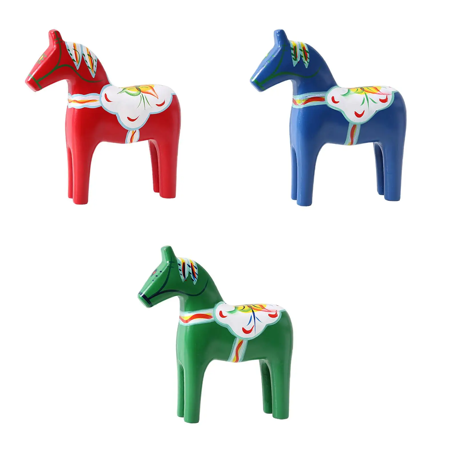 Wooden Dala Horse Ornament Hand Painted Dalecarlian Figurine for Birthday Gift Housewarming Collection Souvenir