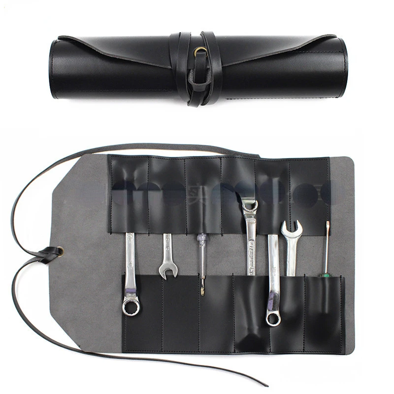 

Leather Roll Travel Tool Bag Electrician Storage Bag Leather Wrench Pliers Screwdriver Multifunction Tool Strap Storage Tool Bag