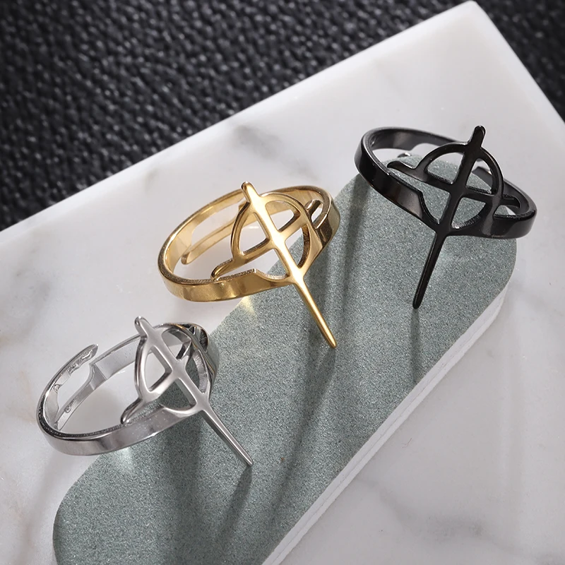 

Fashion Irish Stainless Steel Celtic Cross Ring Men Women Open Adjustable Daily Street Accessories