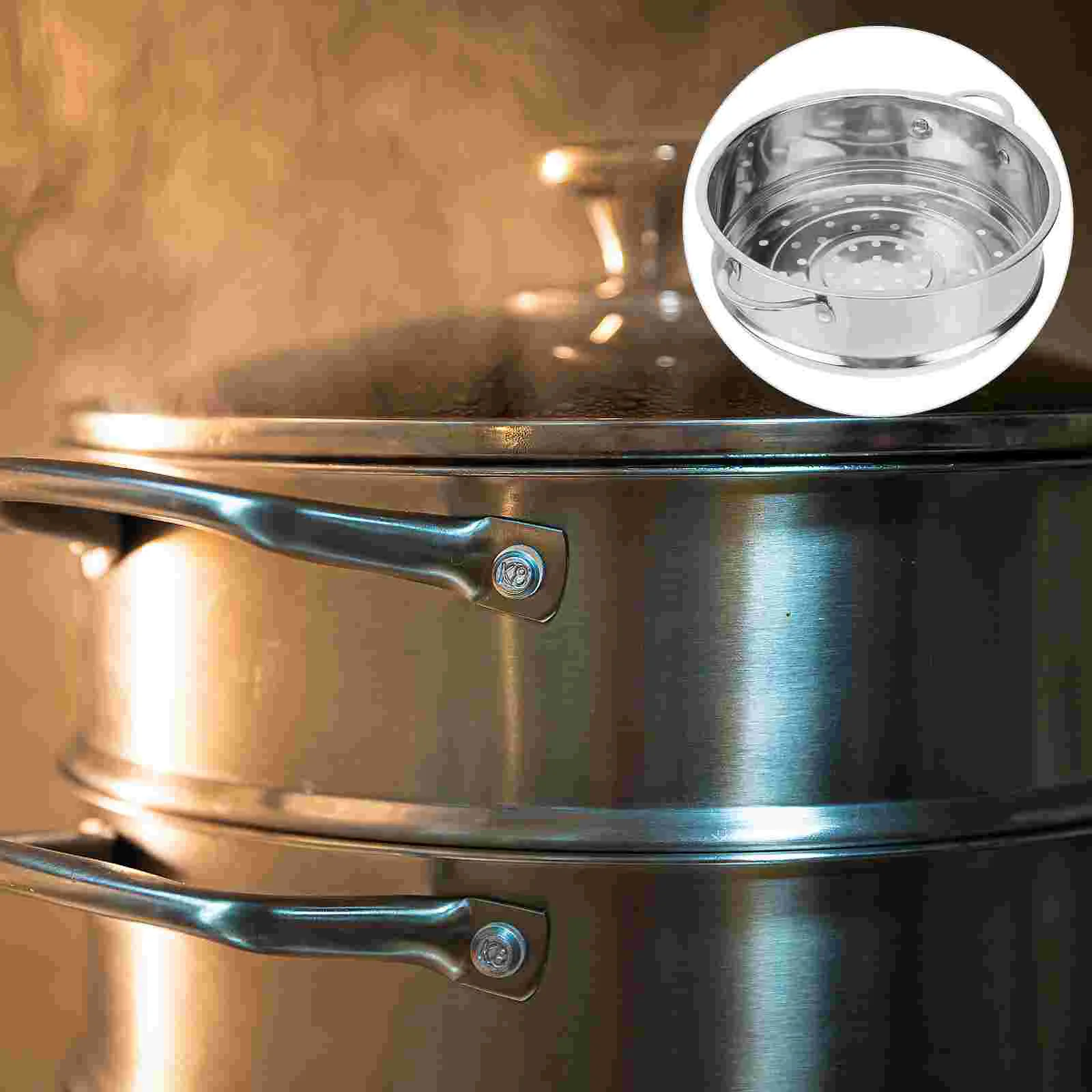 

16cm Stainless Steel Steamer Basket Bun Steamer Grid Double Handle Steaming Colander for Home Restaurant