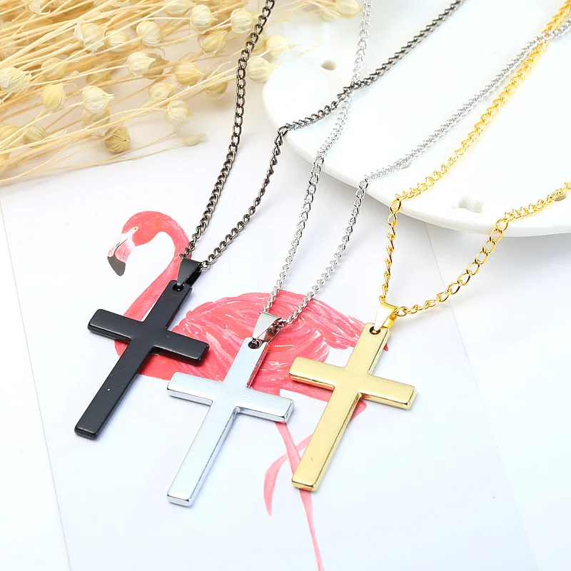 

Alloy Jewelry Cross Necklace Tag Simple Bamboo Link Clavicle Necklace