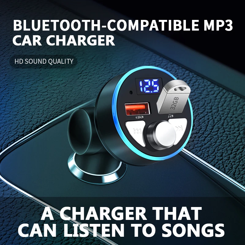 

FM-трансмиттер автомобильный с Bluetooth 5,0, 2 USB-порта