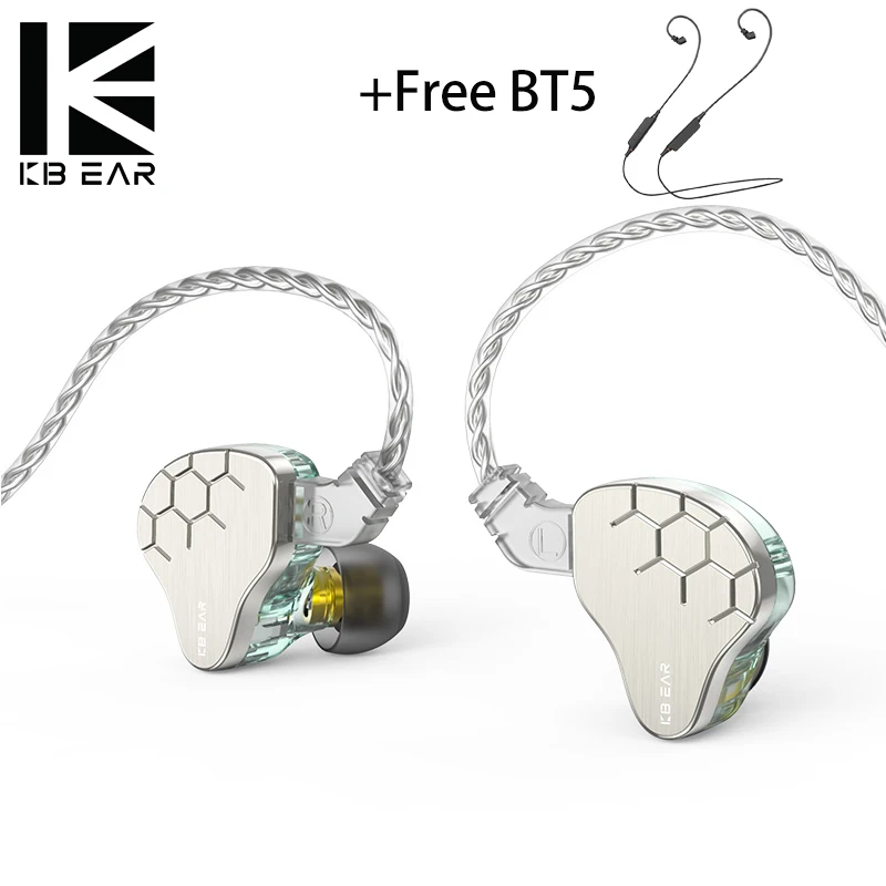 

Наушники-вкладыши KBEAR Lark Hybrid 1DD + 1BA, Hi-Fi наушники с покрытием из серебра 4N, проводные наушники-вкладыши с монитором