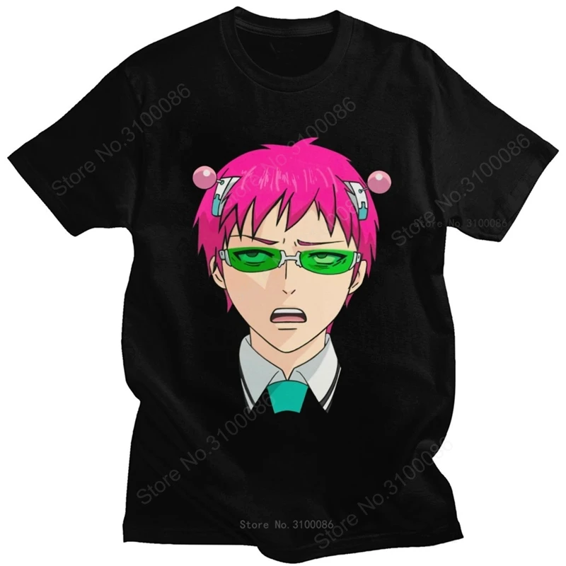 

The Disastrous Life Of Saiki K T Shirt for Men Pre-shrunk Cotton T-shirt O-neck Short Sleeve Anime Manga Kusuo Tee Tops Clothing