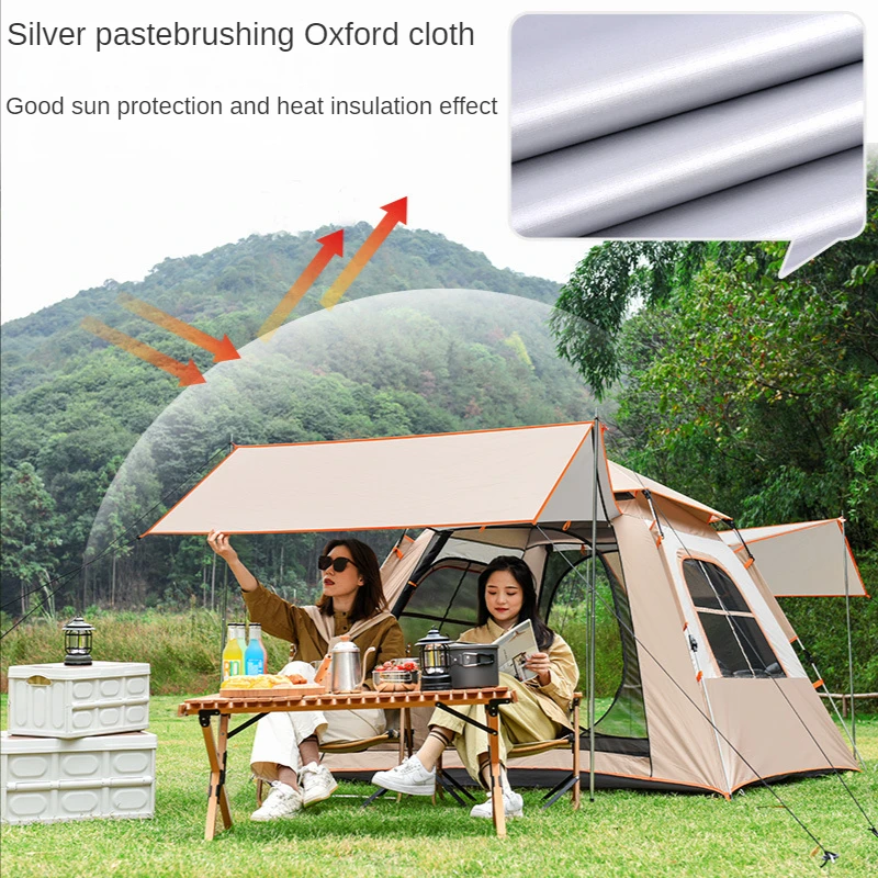 

UV Hexagonal Large Size Aluminum Pole Automatic Outdoor Camping Wild Big Tent Family Travel 4-6Persons Awning Tourist Pergola