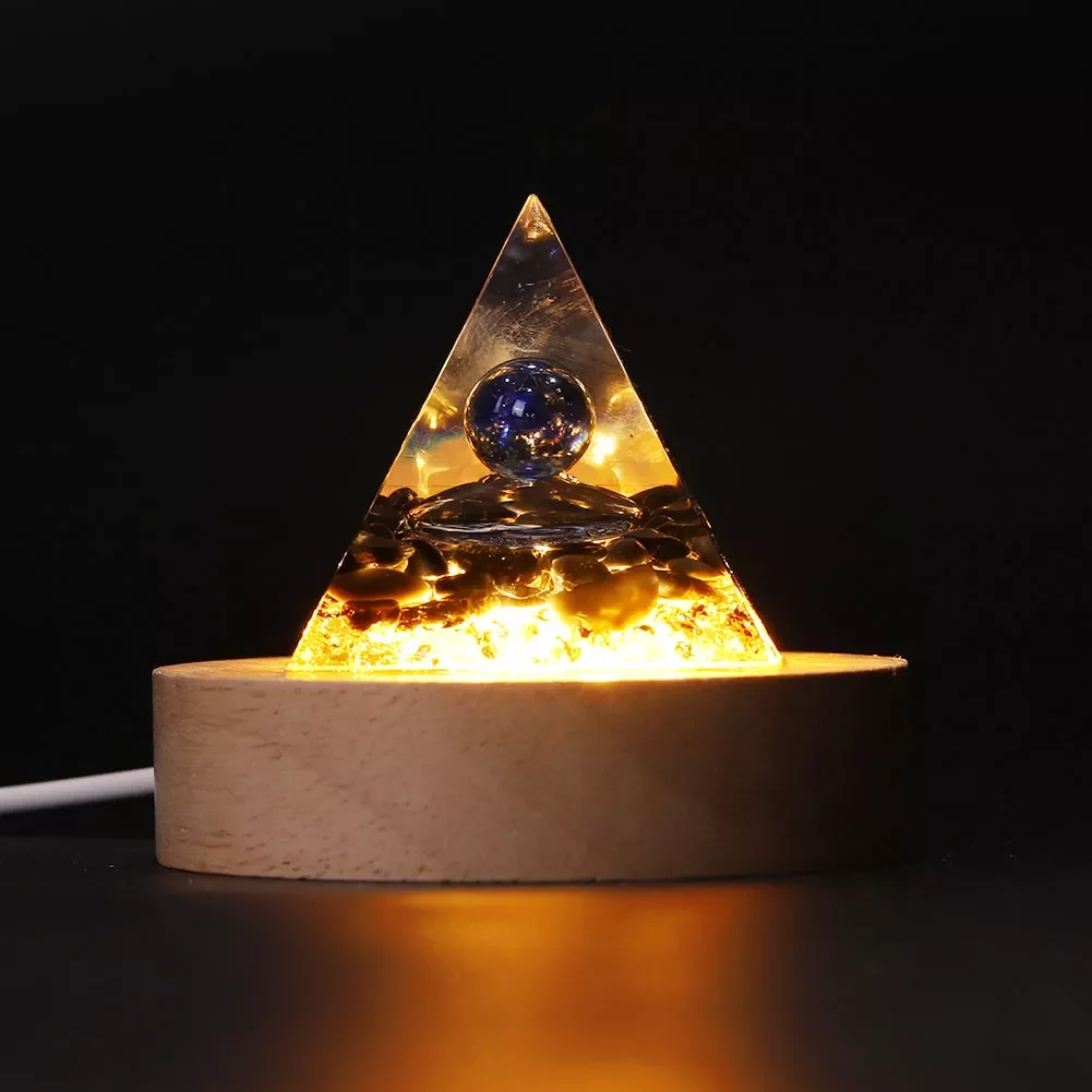 

NEW Stones Crystal Orgonite Pyramid Amethyst Peridot Energy Generator Reiki Chakra Lucky Healing Meditation Tool Home Decor