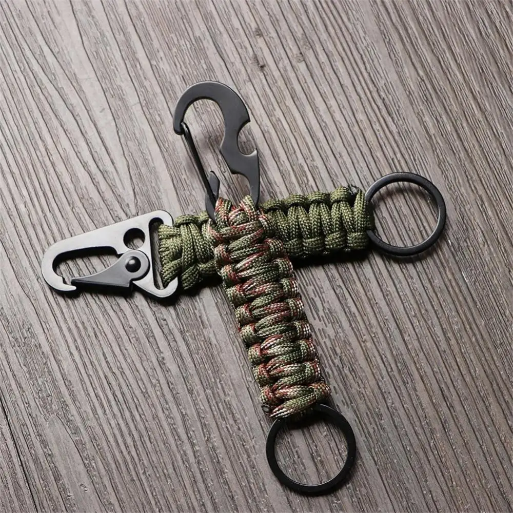 

New Keychain Ring Camping Carabiner Military Paracord Cord Rope Camping Survival Kit Emergency Knot Bottle Opener Tools Outdoor