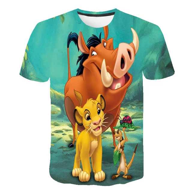 

2022 Summer The Lion King T Shirts Boys Girls 3D Printing Simba Children Animation Fashion 1-14 Years Old Kid's Casual T-Shirts