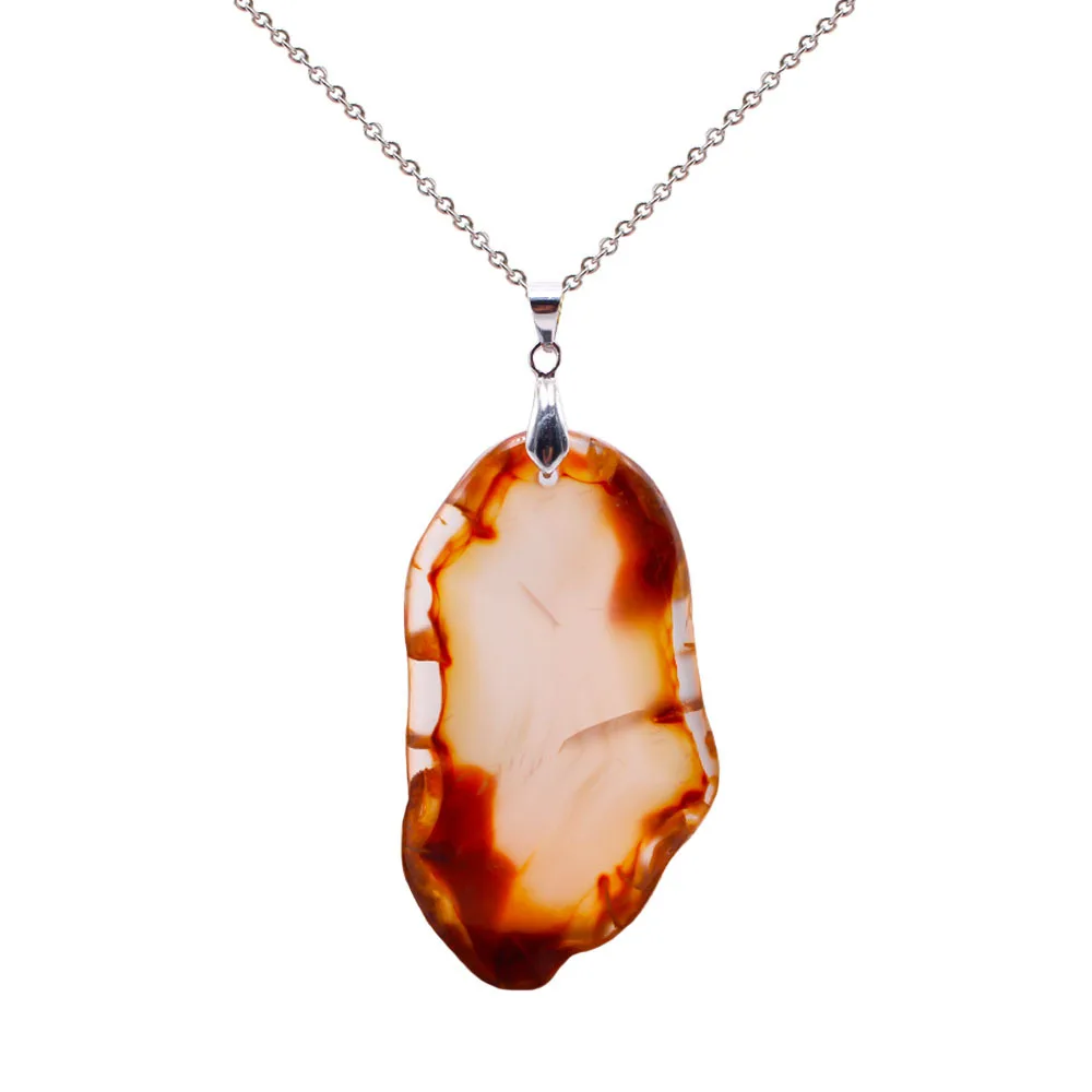 

Agate Rough Slice Pendant Geometry Irregular Natural Rock Crystal Necklace Polishing Quartz Crystal Stone Sweater Chain Women