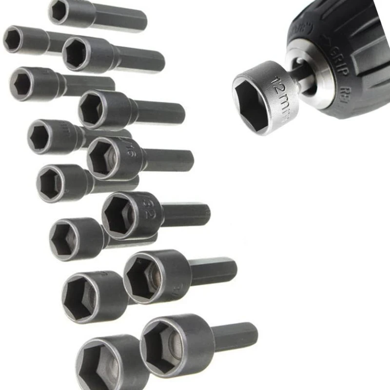 

9/14pcs 5mm-13mm Hex SocketS Sleeve Nozzles Nut Driver Set Power Nuts Driver Socket Screwdriver Set Bits Sets Tools