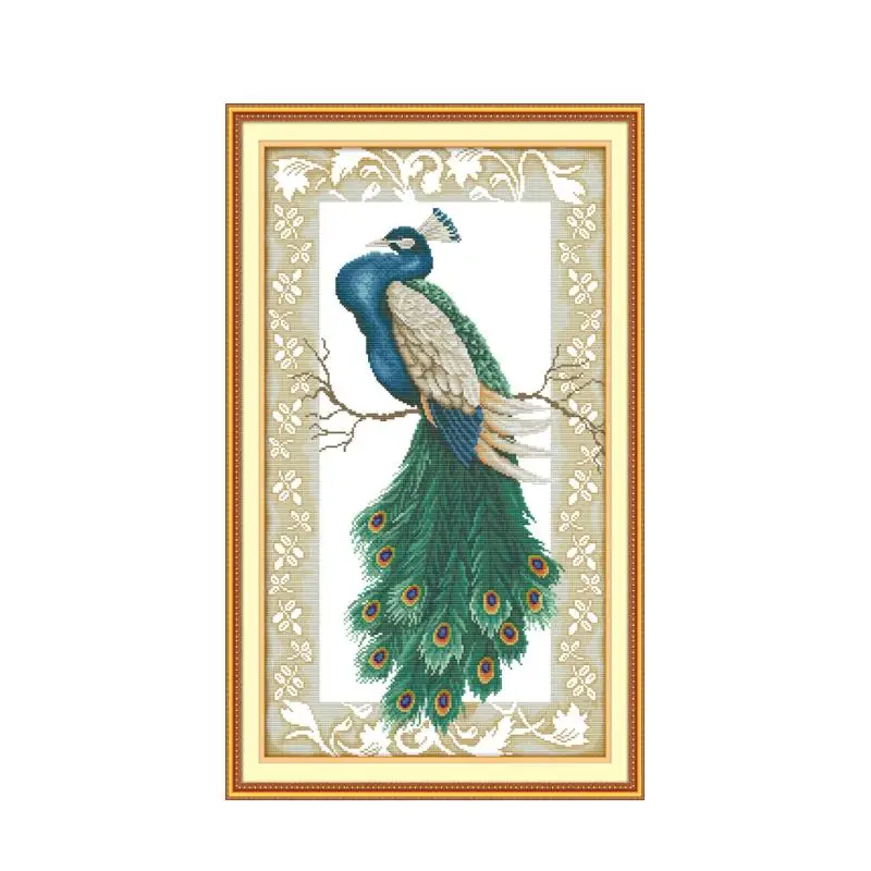 Набор для вышивки крестом Павлин на ветке 14ct 11ct предварительно штампованный