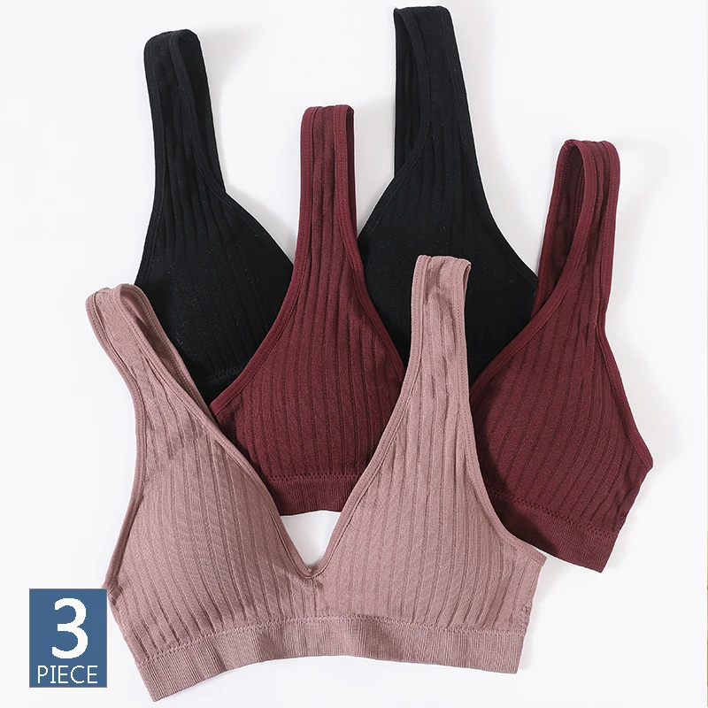 

3Pcs/lot Seamless Bras For Women Deep V Tanks Bralette Sexy Lingerie Push Up Brassieres Female Top Fitness Underwear Sleepwears