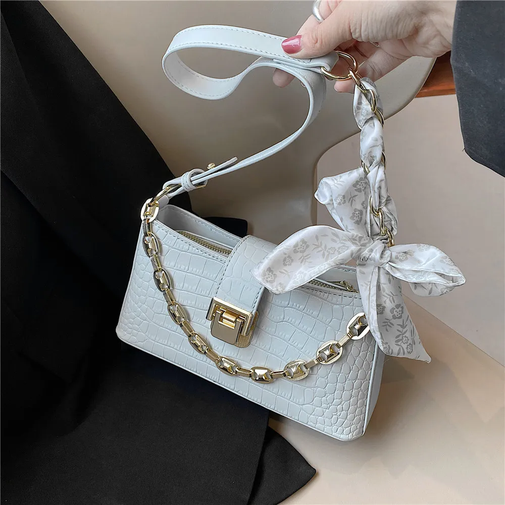 

Summer Crocodile Pattern Small Shoulder Crossbody Bags For Women 2022 Trend Fashion Brand Designer Chain Handle Ladies Handbags