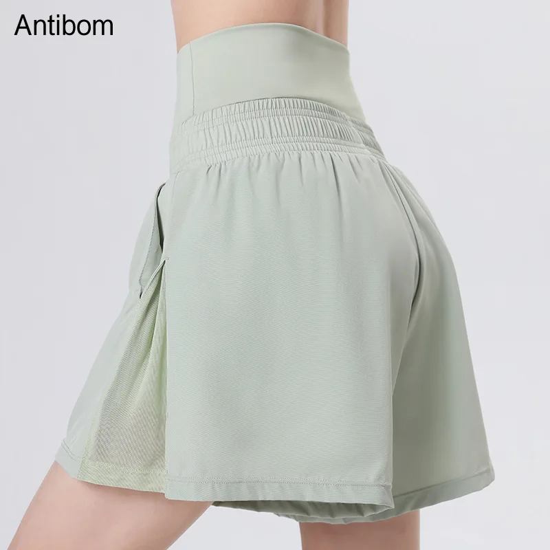 

Antibom Ultra-high Waist Sports Shorts Women's Breathable Fitness Pants Anti-glare Track and Field Running Clothes