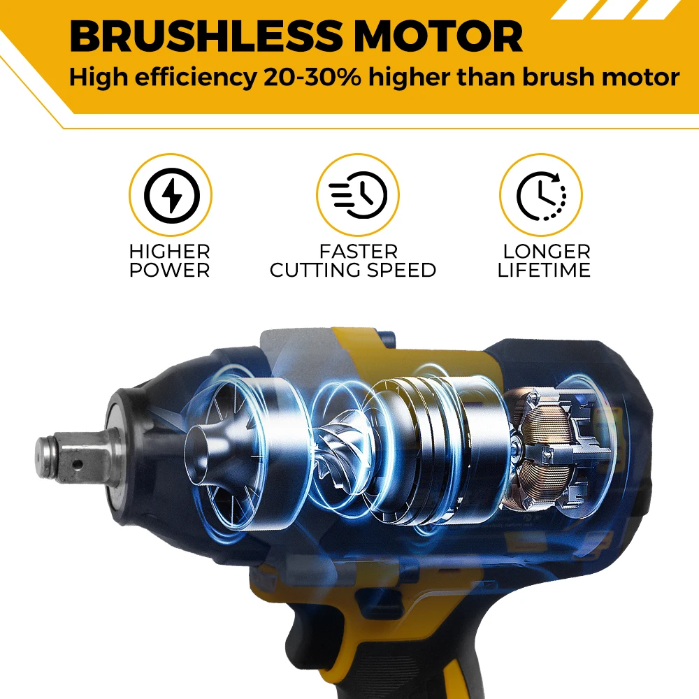 BABEQ 1800N.M Бесщеточный электрический ударный гайковерт с крутящим моментом 1/2 дюйма