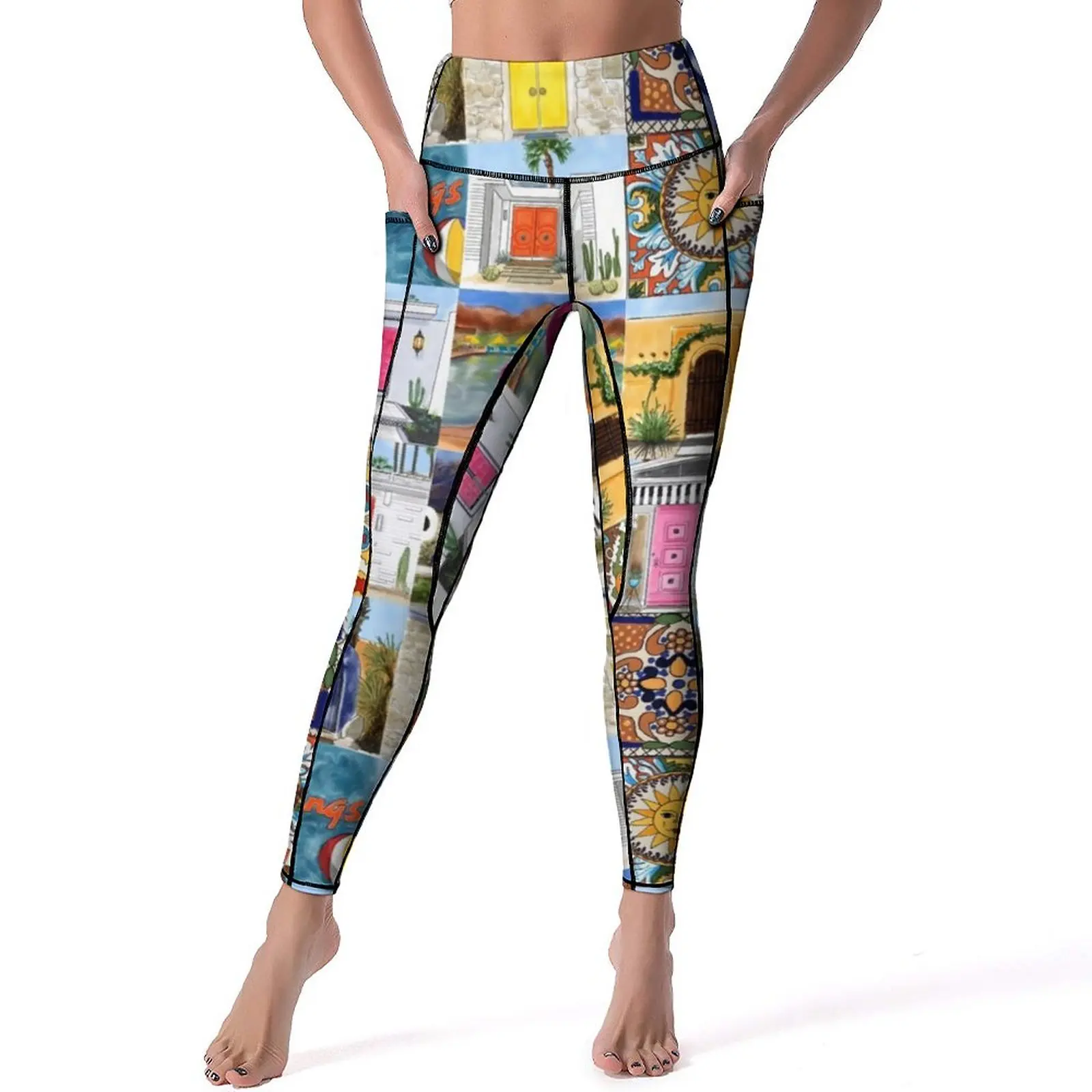 

Пикантные леггинсы среднего века, штаны для йоги с эффектом пуш-ап и пальмовыми пружинами, дышащие эластичные леггинсы, женские спортивные трико для фитнеса с принтом