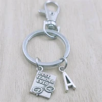 best teacher ever keyring letter car key chain ring lobster clasp initial charm women jewelry accessories pendants metal