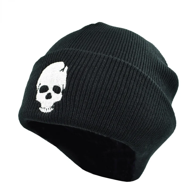 

2022 Black Skeleton Beanie Beanies Winter Hat for Men's Winter Warm Hat Cool Skulls Black Hip Hop Warm Knitted Hat for Men