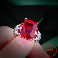 hoyon open color treasure ring for women square diamond style rupee to ruby red female ring sliver 925 jewelry free shopping