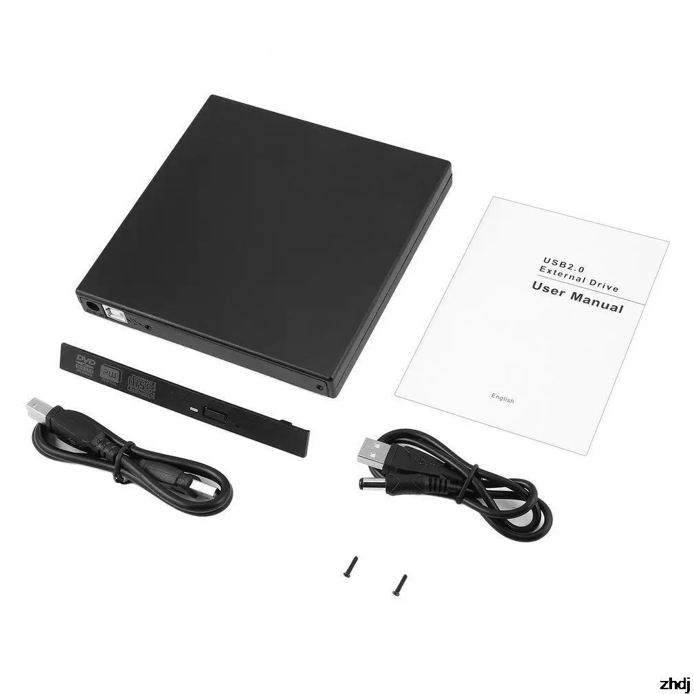 

Портативный внешний тонкий чехол USB 2,0 CD IDE-USB для ноутбука, ноутбука, чёрный корпус для внешнего жесткого диска