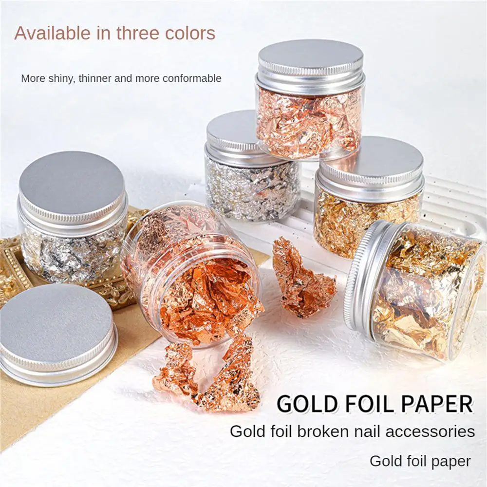 

Maiye Gold Foil Nail Jewelry Gold Silver Tin Foil Fragments Explosions Shell Nail Polish Glue Decorative Sticker Sequins