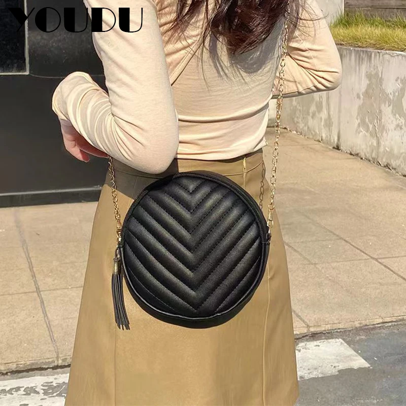 

Luxury Designer Women Shoulder Bags Genuine Fashion Casual Handbags Female Chain Circular Bag Wallets New Ladies Leather Bags