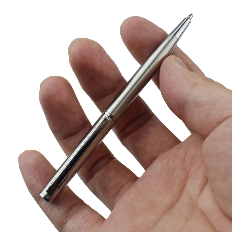 

Metal Pocket-size Ballpen Stainless Steel Rotating Ballpoint Pen 0.7mm Black Blue Ink Refill Office School Writing Stationery