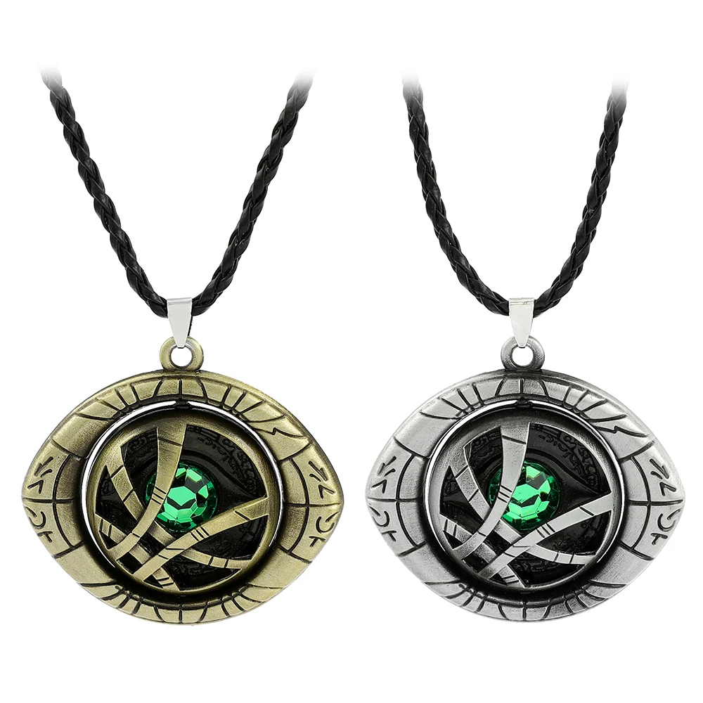 

Marvel Avengers Necklace Superhero Doctor Strange Eye Of Agamotto Rotatable Pendant Neck Chain Collar Decoration Accessories
