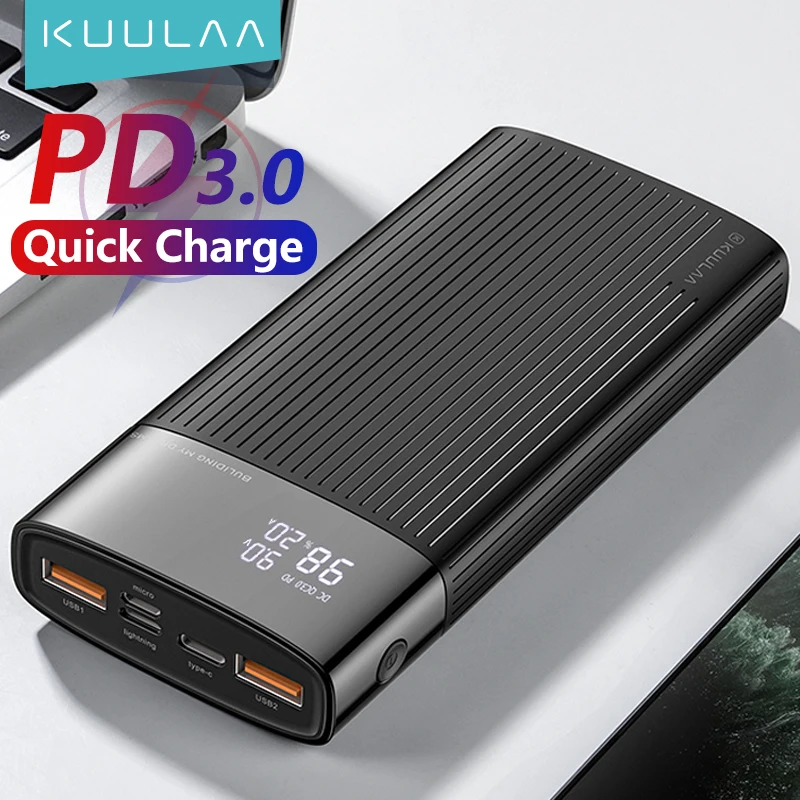 

KUULAA Power Bank 20000mAh QC PD 3.0 PoverBank Fast Charging PowerBank 20000 mAh USB External Battery Charger For iPhone 14 13