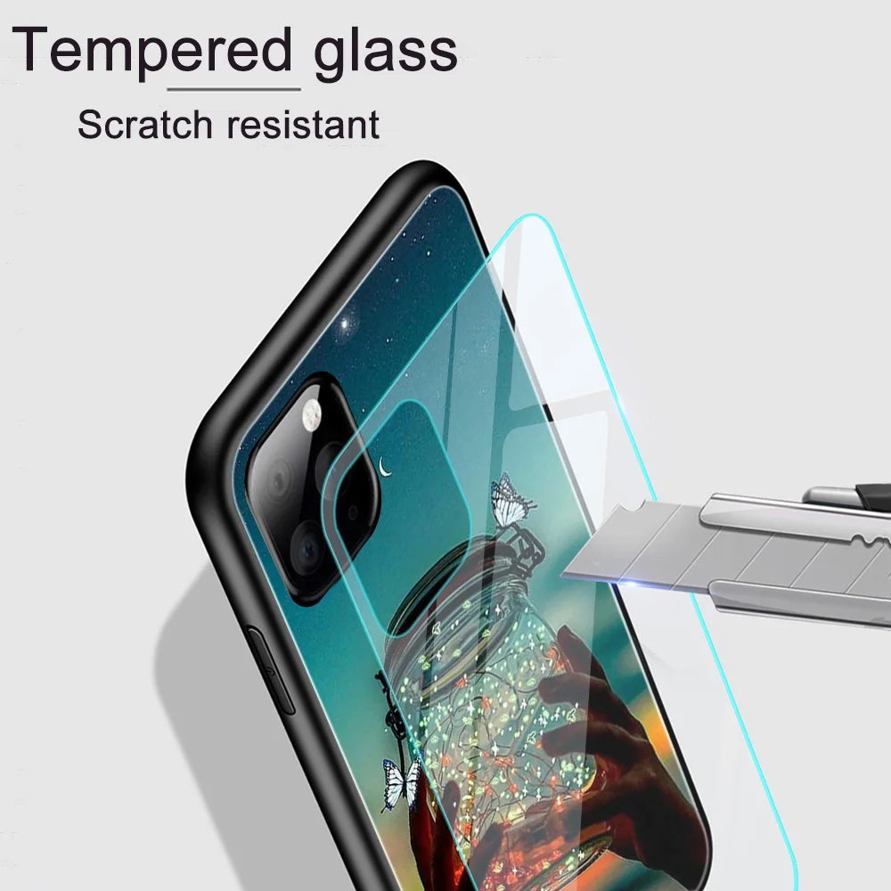 Dream Starry Sky Funda Case for Iphone 13 Pro case for Iphone 13 12 11 XR Pro XS MAX X 7 8 6 6S Plus SE 2020 Tempered Glass Case