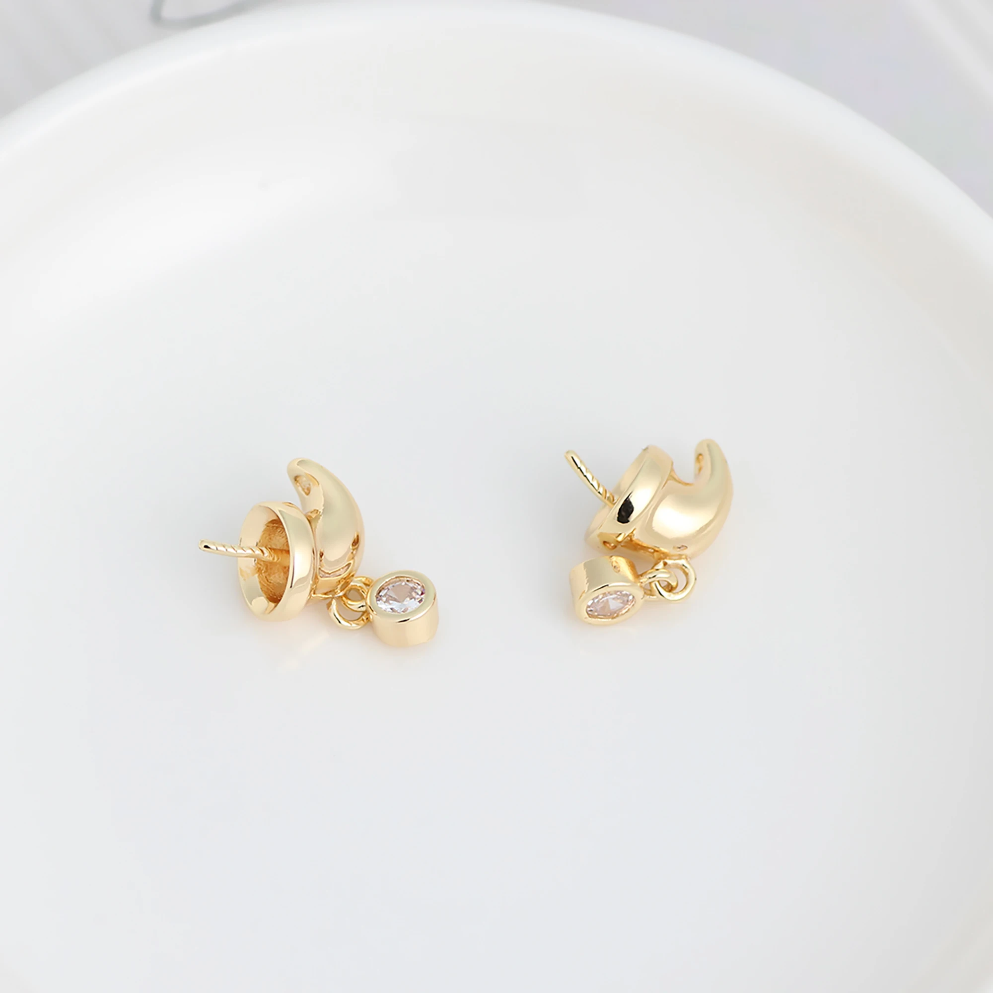 Латунные подвески с цирконом бусины полуотверстиями 18 К цвета шампанского