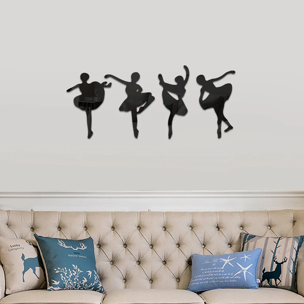 Акриловые зеркальные настенные Стикеры украшение на стену балерины для спальни